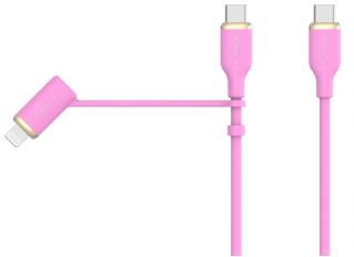 Omnibar 2-in-1 USB-C to USB-C & Lightning Cable (6FT, Pink , Silicone)