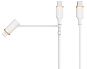 Omnibar USB-C to USB-C & Lightning Cable (6FT, White, Silicone)