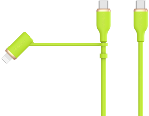 Omnibar USB-C to USB-C & Lightning Cable (6FT, Green, Silicone)
