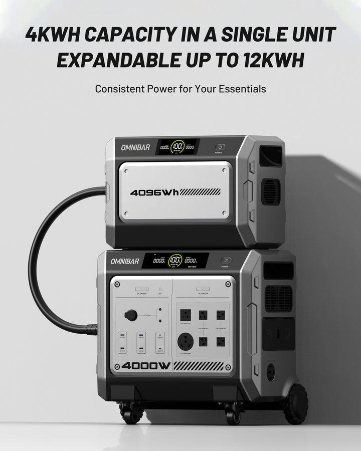Vanta 4000 Portable Power Station 4096Wh &amp; 4096wh portable battery pack, 4000W (Peak 4096W) LiFePO4 Battery, 3H Fast Charge, 15 Outlets, UPS 10ms, Solar Generator for Home Backup, Camping, RV, Emergencies