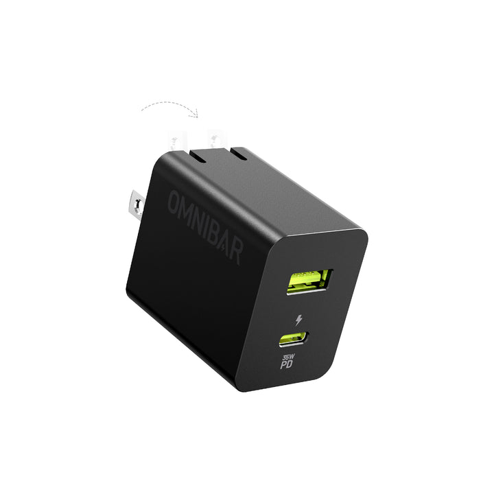 Omnibar USB-C Foldable Fast Charger 35W, Black