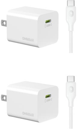 Omnibar USB-C PD30W Power Block Kit (White, 2-Pack)