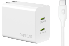 Omnibar PD45W Dual USB Fast Charger Kit (White)