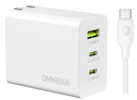 Omnibar PD65W 3-Port USB Fast Charger Kit (White)
