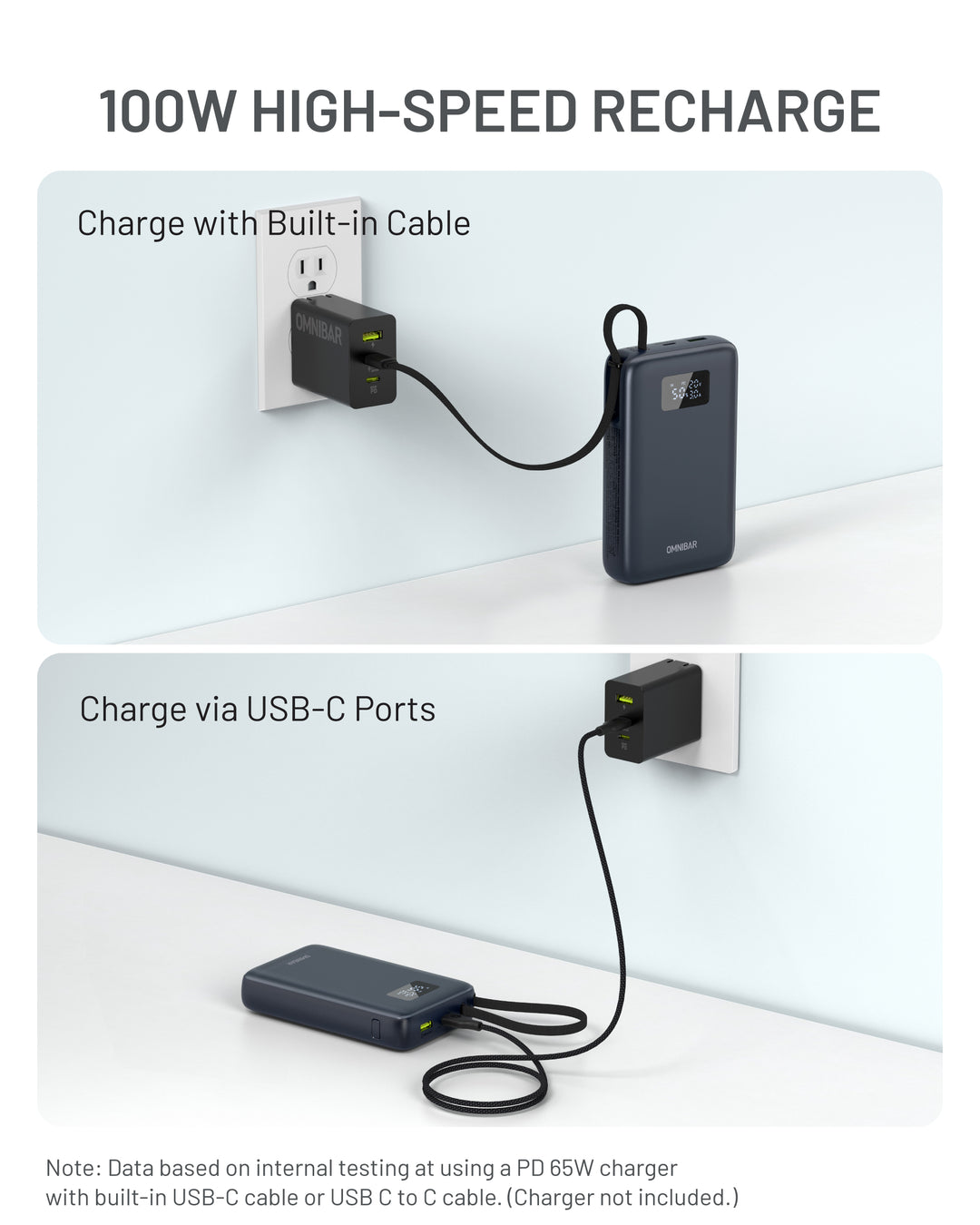 Omnibar 20,000mAh Portable Power Bank, PD100W, Cosmic Black
