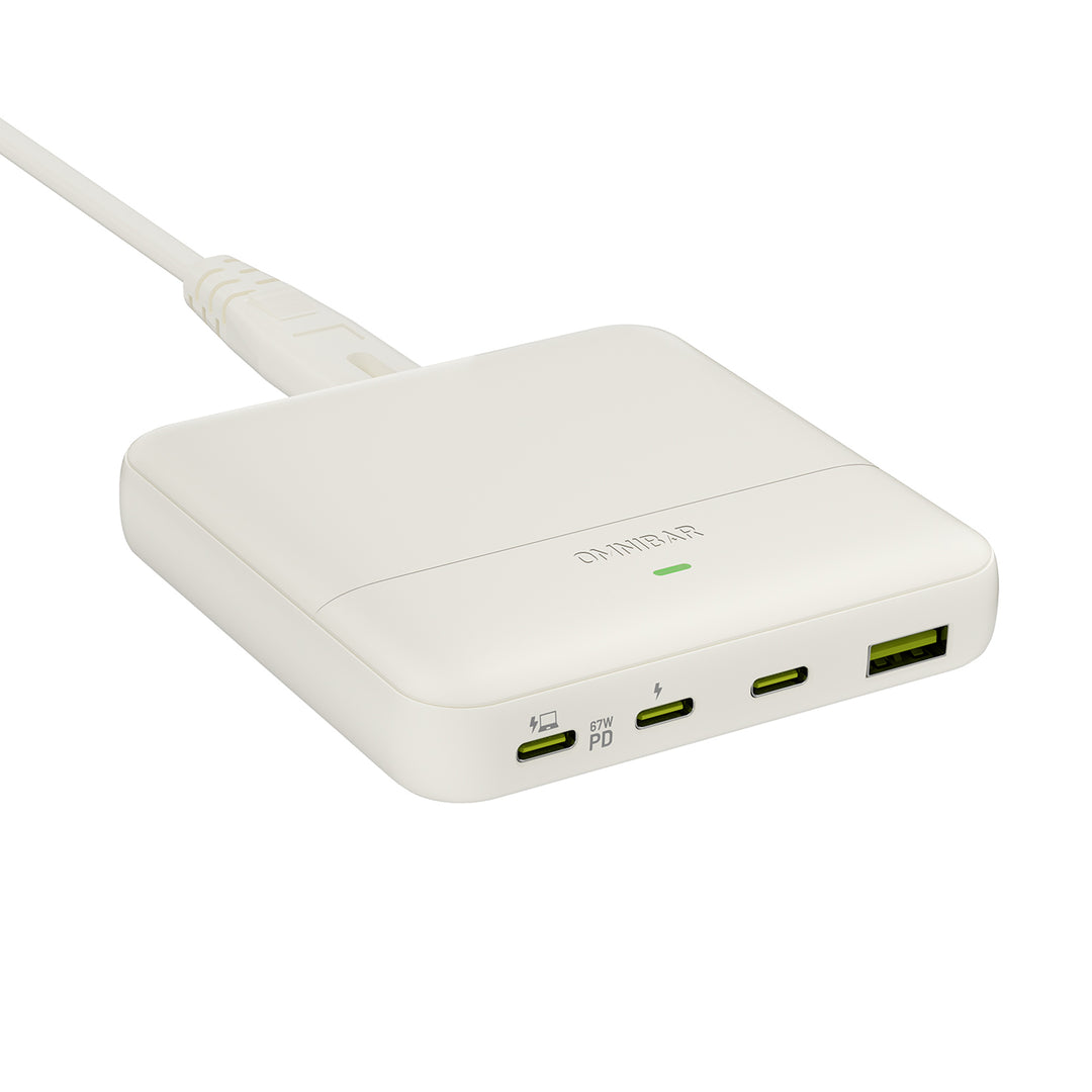 Omnibar 67W 4-Port Slim Charging Station, Ivory White