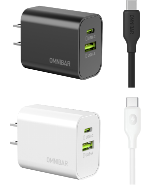 Omniabr PD25W 2-Port USB Fast Charger Kit (Black & White )