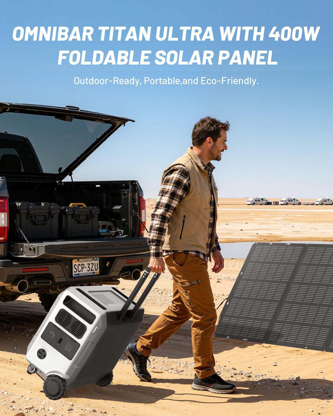 OMNIBAR 4000 Portable Power Station 4096Wh &amp; 400W Solar Panel, 4000W (Peak 4096W) LiFePO4 Battery,  3H Fast Charge, 15 Outlets, UPS 10ms, Solar Generator for Home Backup, Camping, RV, Emergencies