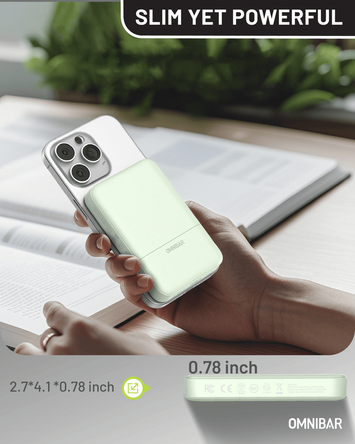 Omnibar 10,000mAh Magnetic Wireless Power Bank,Green