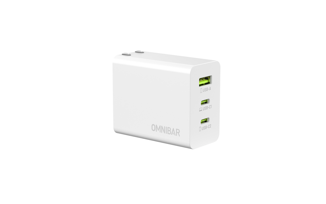 Omnibar PD65W 3-Port USB Fast Charger Kit (White)