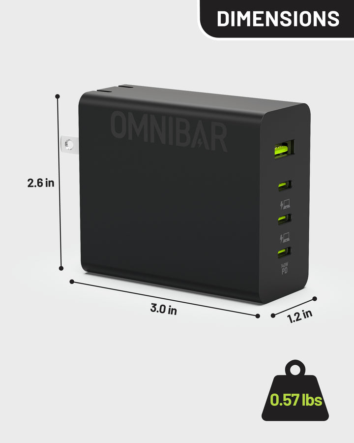 USB-C Foldable Fast Charger 140W, Black