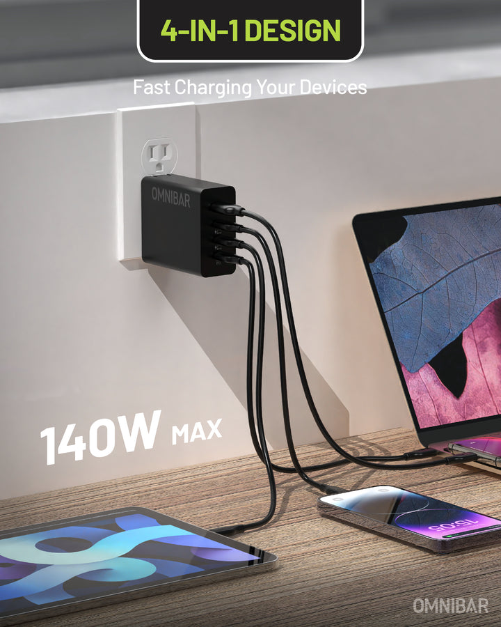 USB-C Foldable Fast Charger 140W, Black