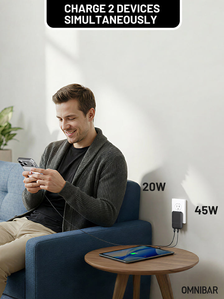 Nubi Flat USB-C Wall Charger 30W, Black