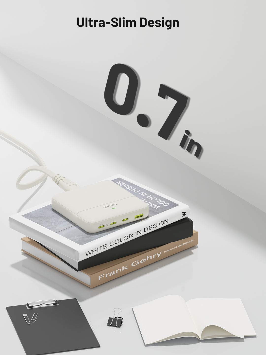 Omnibar 67W 4-Port Slim Charging Station, Ivory White