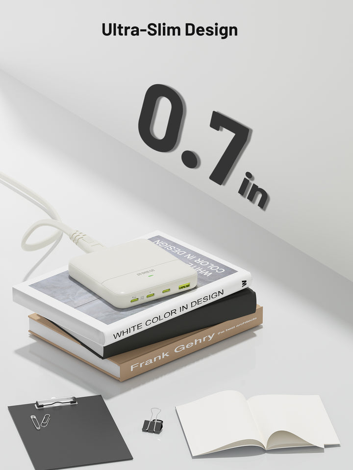 Omnibar 67W 4-Port Slim Charging Station, Ivory White